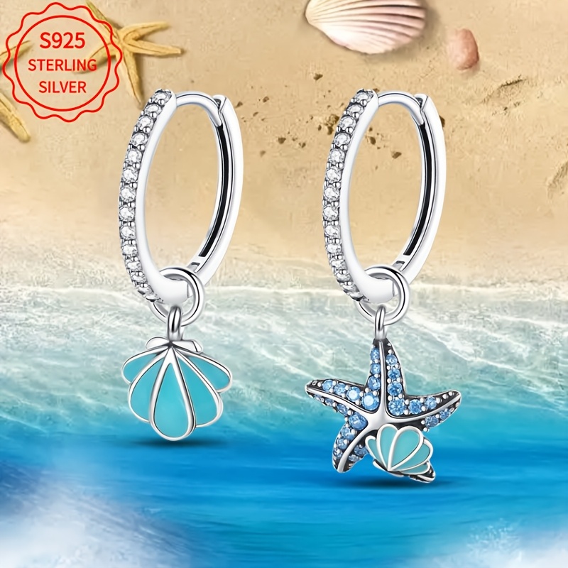 S925 Ocean Starfish & Shell Earrings